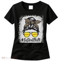 Bleached Softball Mom Life With Leopard And Messy Bun Player Women's T-Shirt thumb 0