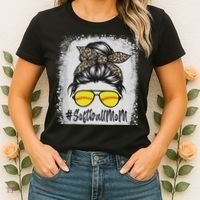 Bleached Softball Mom Life With Leopard And Messy Bun Player Women's T-Shirt thumb 2
