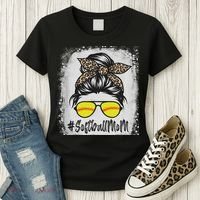 Bleached Softball Mom Life With Leopard And Messy Bun Player Women's T-Shirt thumb 3