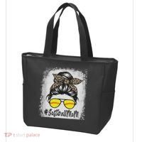 Bleached Softball Mom Life With Leopard And Messy Bun Player Tote Bag thumb 3