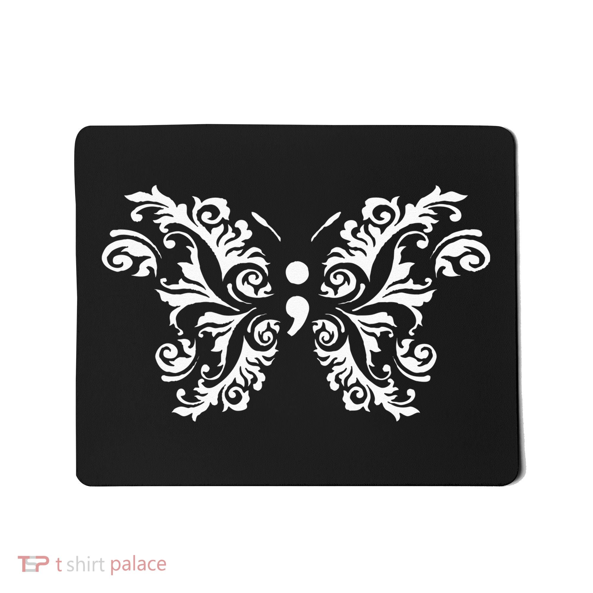 Butterfly Semicolon Mental Health Awareness Warrior Suicide Mousepad