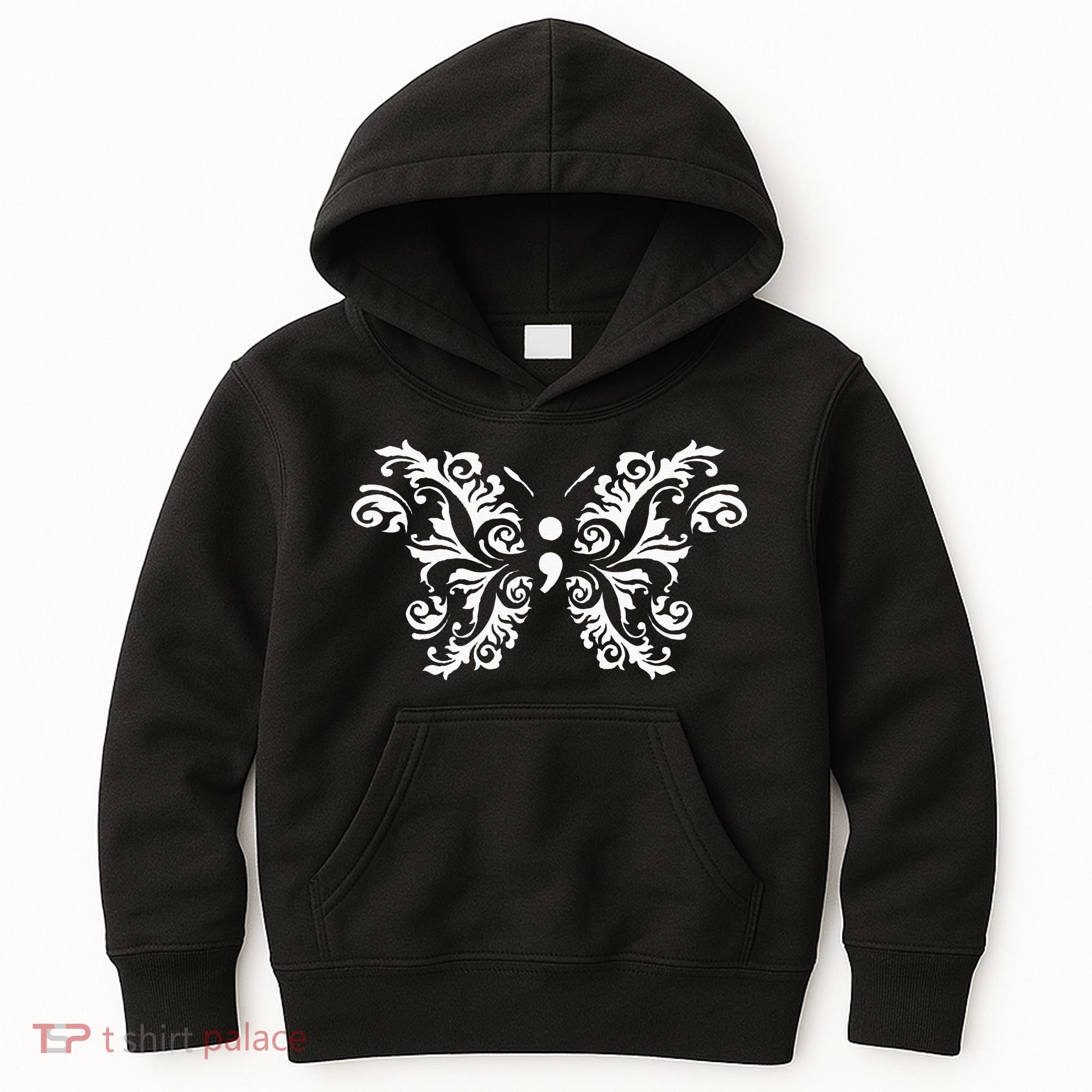 Butterfly Semicolon Mental Health Awareness Warrior Suicide Kids Hoodie