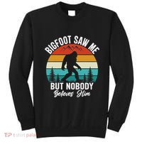 Bigfoot Saw Me But Nobody Believes Him Funny Sasquatch Retro Sweatshirt thumb 0