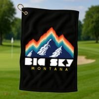 Big Sky Montana Usa Ski Retro Gift Golf Towel thumb 1