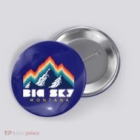Big Sky Montana Usa Ski Retro Gift Button thumb 0