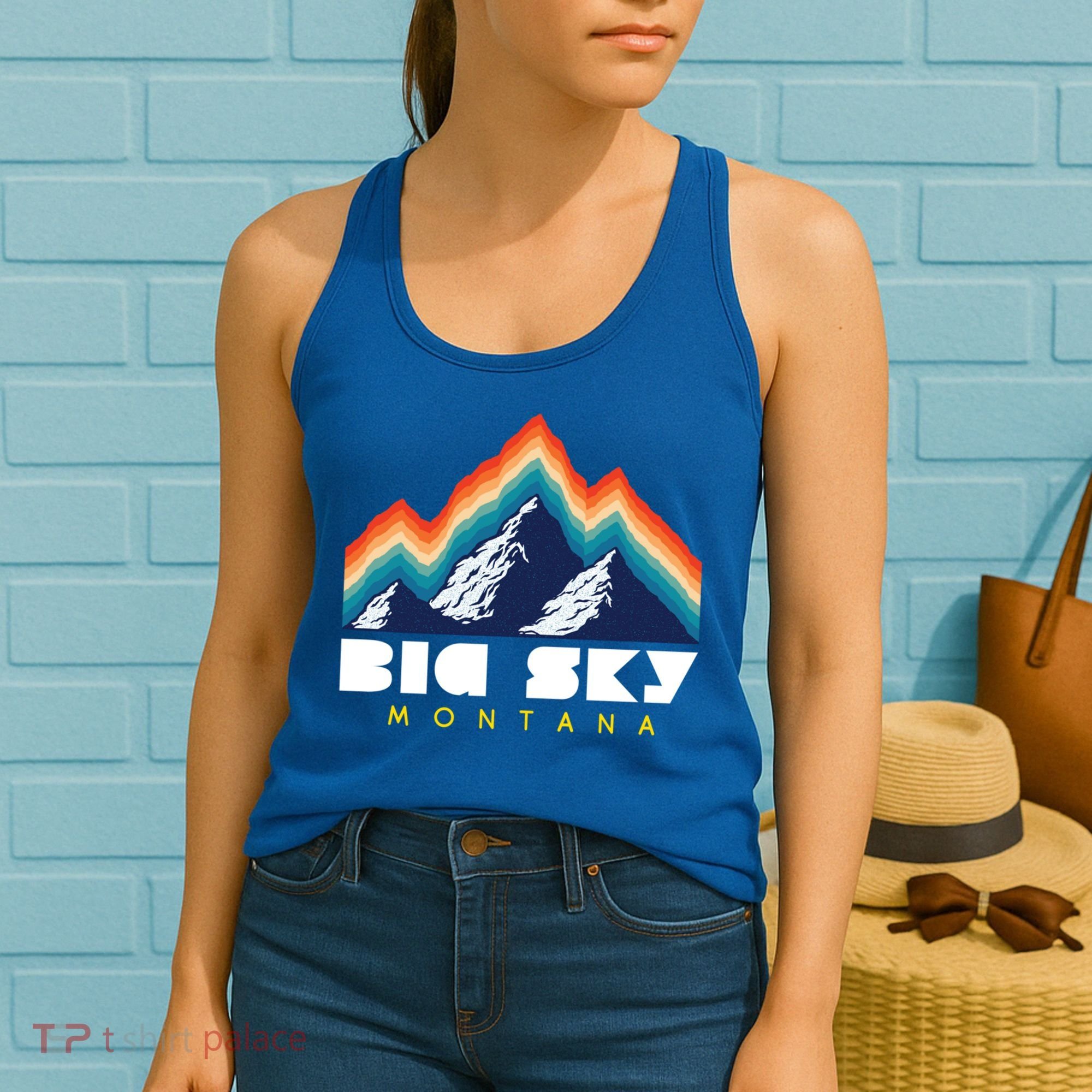 Big Sky Montana Usa Ski Retro Gift Women's Tank Top