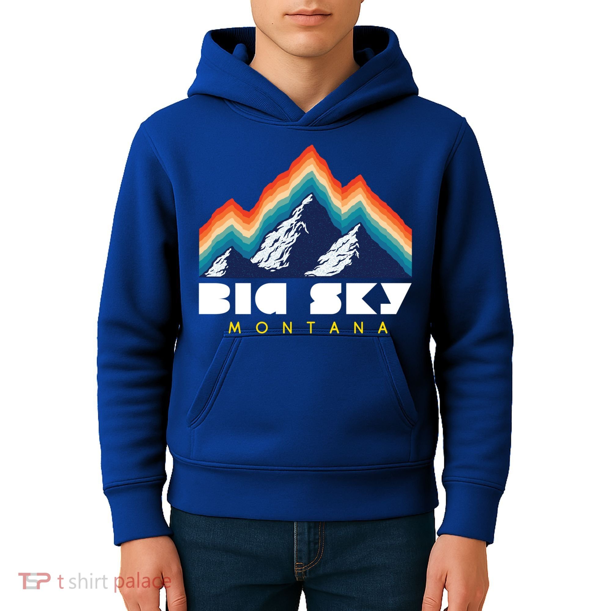 Big Sky Montana Usa Ski Retro Gift Kids Hoodie