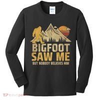 Bigfoot Saw Me But Nobody Believes Him Funny Sasquatch Kids Long Sleeve Shirt thumb 0