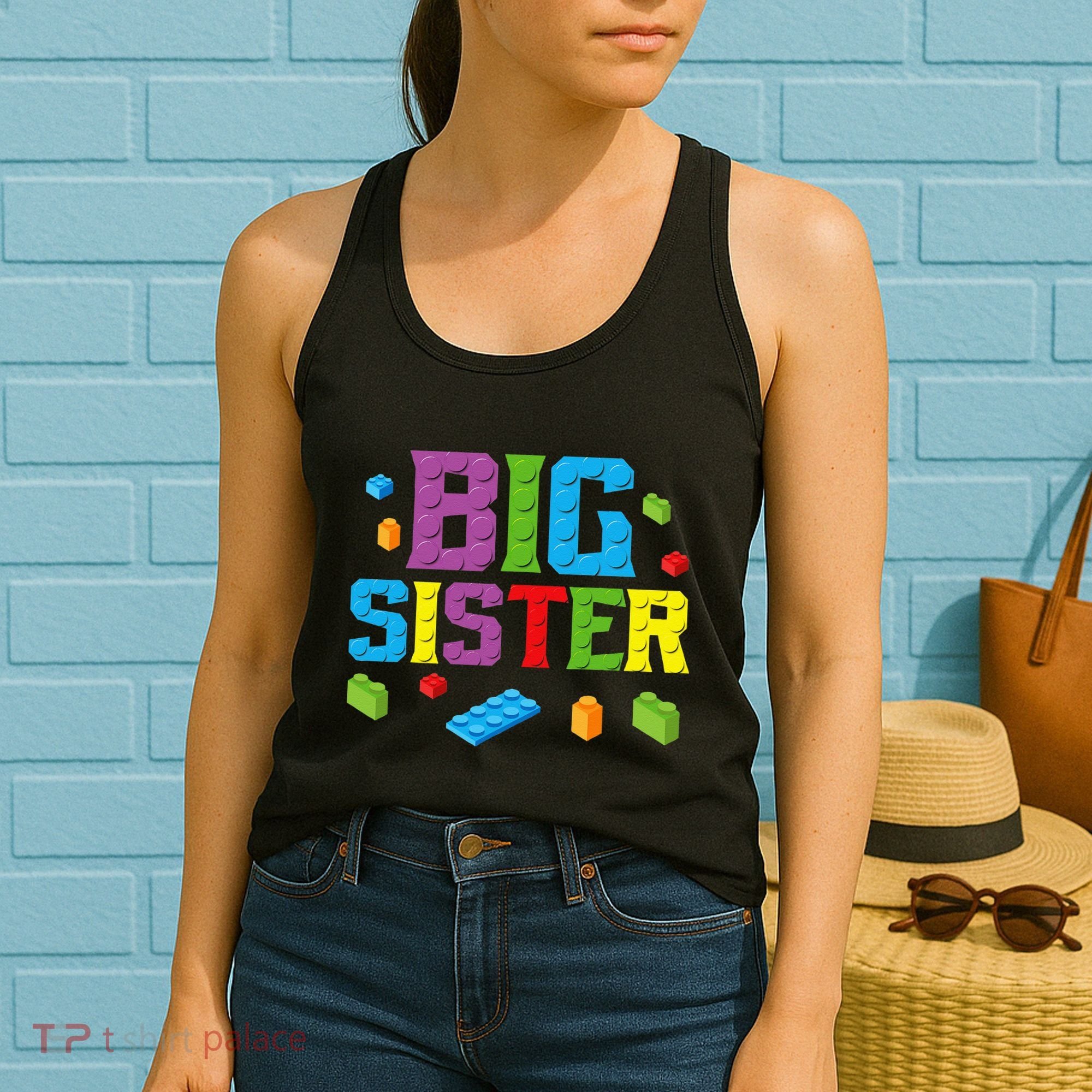 Big Sister Master Builder Building Bricks Blocks Family Set Women's Tank Top