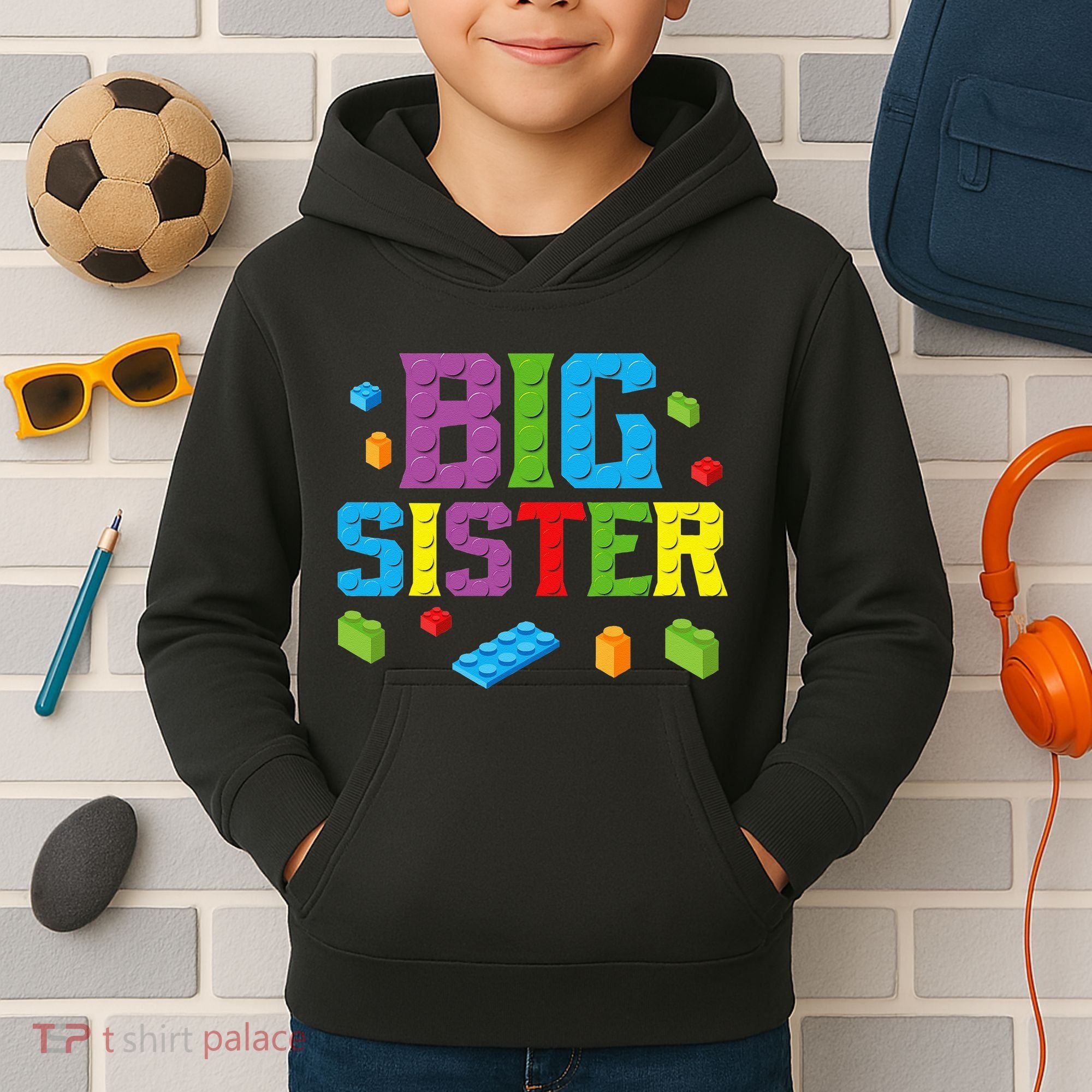 Big Sister Master Builder Building Bricks Blocks Family Set Kids Hoodie