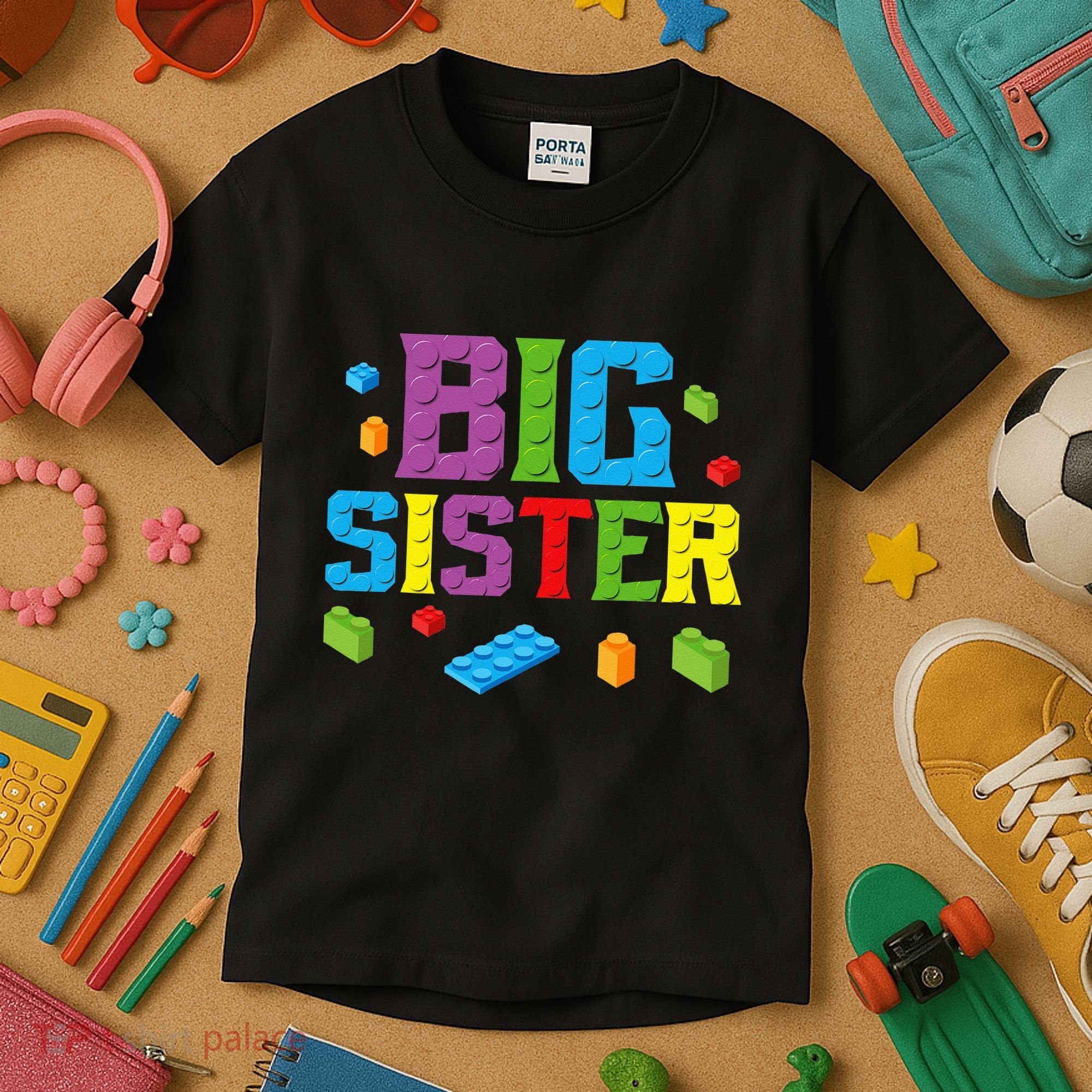 Big Sister Master Builder Building Bricks Blocks Family Set Kids T-Shirt