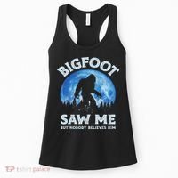 Bigfoot Saw Me But Nobody Believes Him Funny Sasquatch Retro Women's Tank Top thumb 0