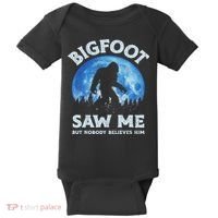 Bigfoot Saw Me But Nobody Believes Him Funny Sasquatch Retro Baby Bodysuit thumb 0