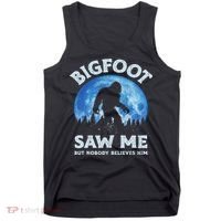 Bigfoot Saw Me But Nobody Believes Him Funny Sasquatch Retro Tank Top thumb 0