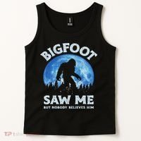 Bigfoot Saw Me But Nobody Believes Him Funny Sasquatch Retro Tank Top thumb 2