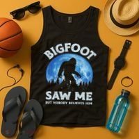 Bigfoot Saw Me But Nobody Believes Him Funny Sasquatch Retro Tank Top thumb 4