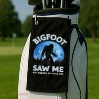 Bigfoot Saw Me But Nobody Believes Him Funny Sasquatch Retro Golf Towel thumb 2