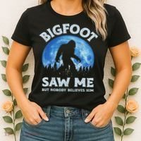 Bigfoot Saw Me But Nobody Believes Him Funny Sasquatch Retro Women's T-Shirt thumb 2