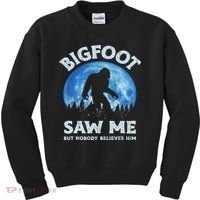 Bigfoot Saw Me But Nobody Believes Him Funny Sasquatch Retro Kids Sweatshirt thumb 0