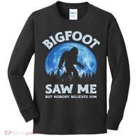 Bigfoot Saw Me But Nobody Believes Him Funny Sasquatch Retro Kids Long Sleeve Shirt thumb 0