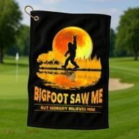 Bigfoot Saw Me But Nobody Believes Him Bigfoot Night Stroll Golf Towel thumb 1