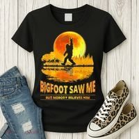 Bigfoot Saw Me But Nobody Believes Him Bigfoot Night Stroll Women's T-Shirt thumb 3