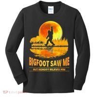 Bigfoot Saw Me But Nobody Believes Him Bigfoot Night Stroll Kids Long Sleeve Shirt thumb 0