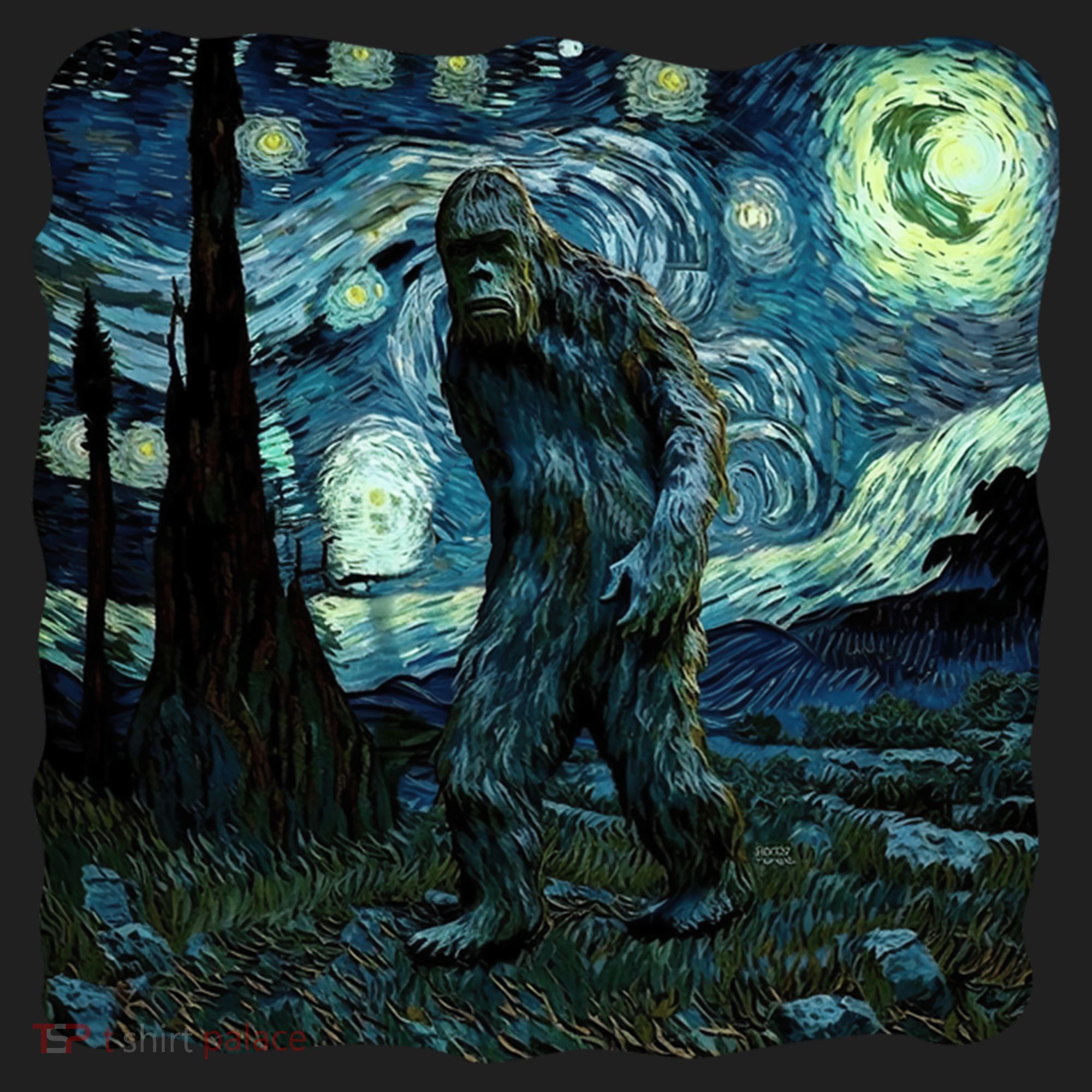 Bigfoot Starry Night Van Gogh Painting Sasquatch Art Gift Women's Sweatshirt