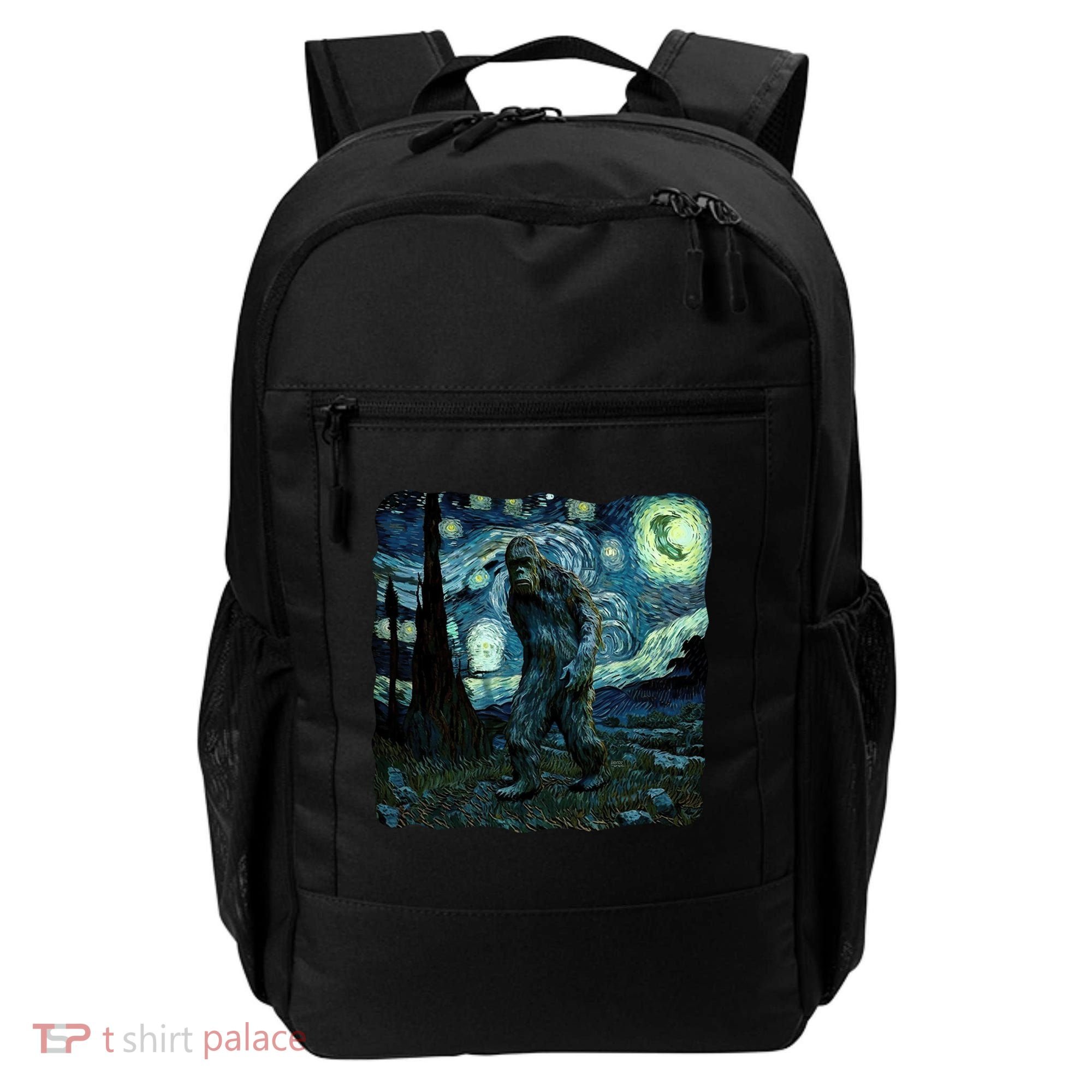 Bigfoot Starry Night Van Gogh Painting Sasquatch Art Gift Backpack