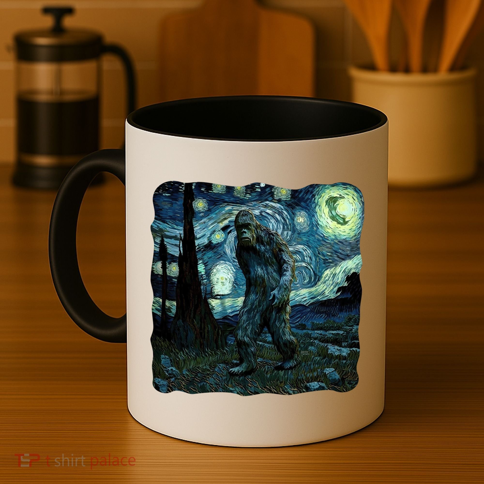 Bigfoot Starry Night Van Gogh Painting Sasquatch Art Gift Coffee Mug