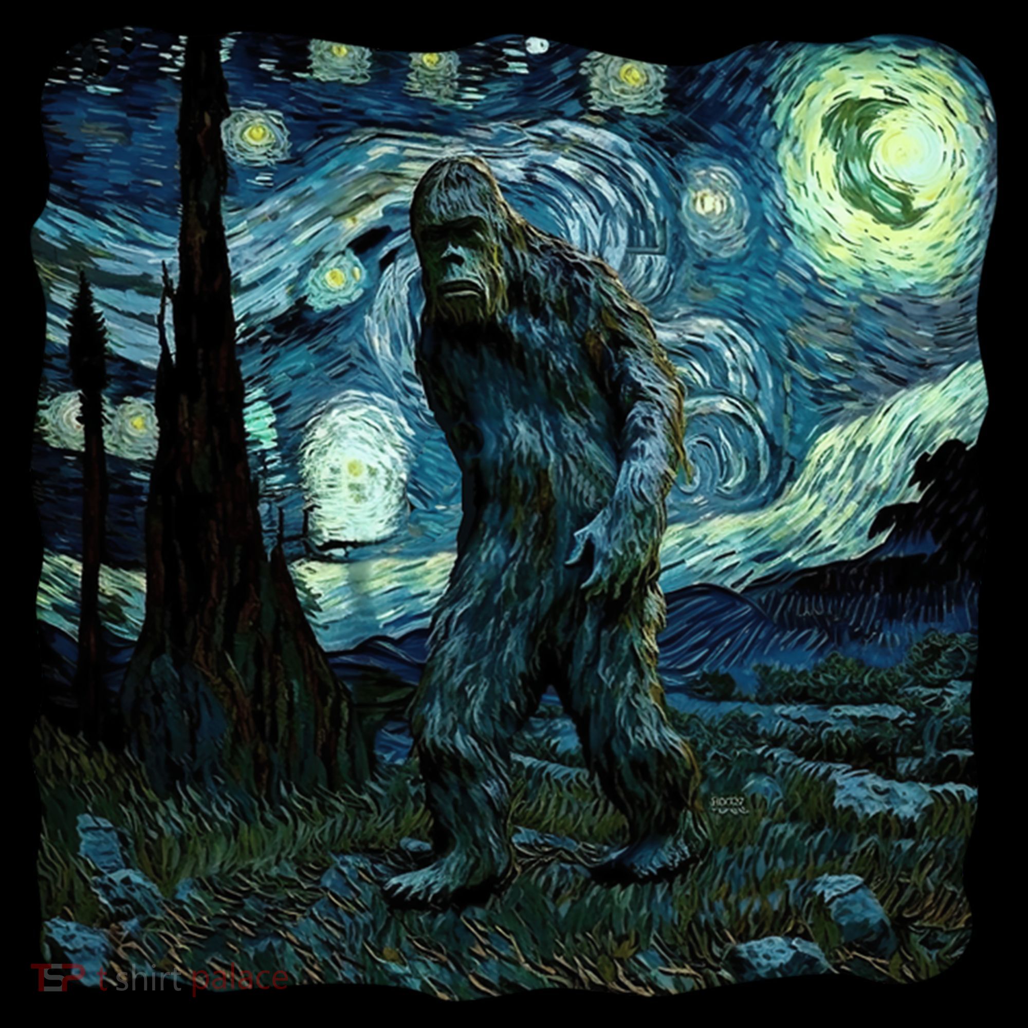 Bigfoot Starry Night Van Gogh Painting Sasquatch Art Gift Coffee Mug