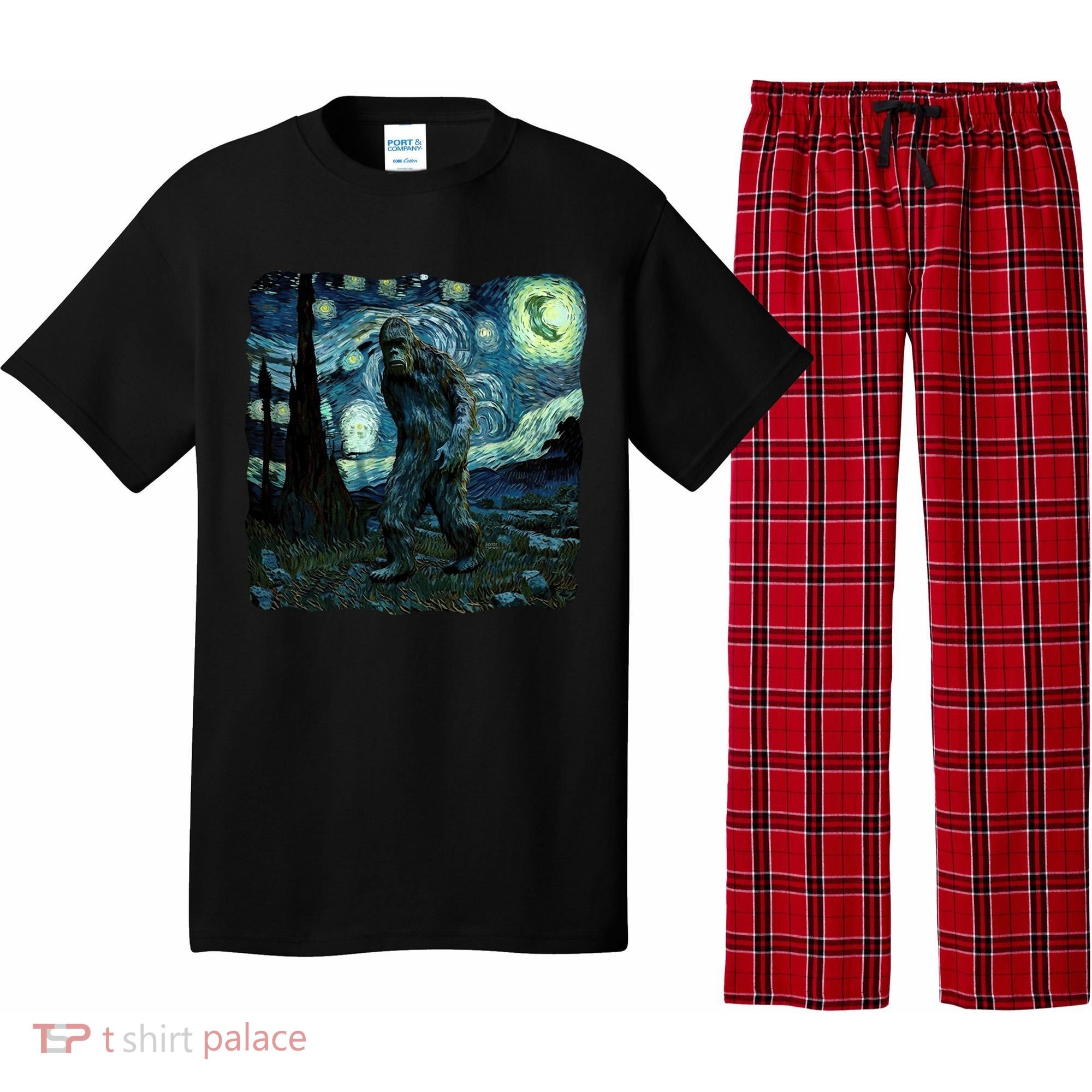 Bigfoot Starry Night Van Gogh Painting Sasquatch Art Gift Pajama Set