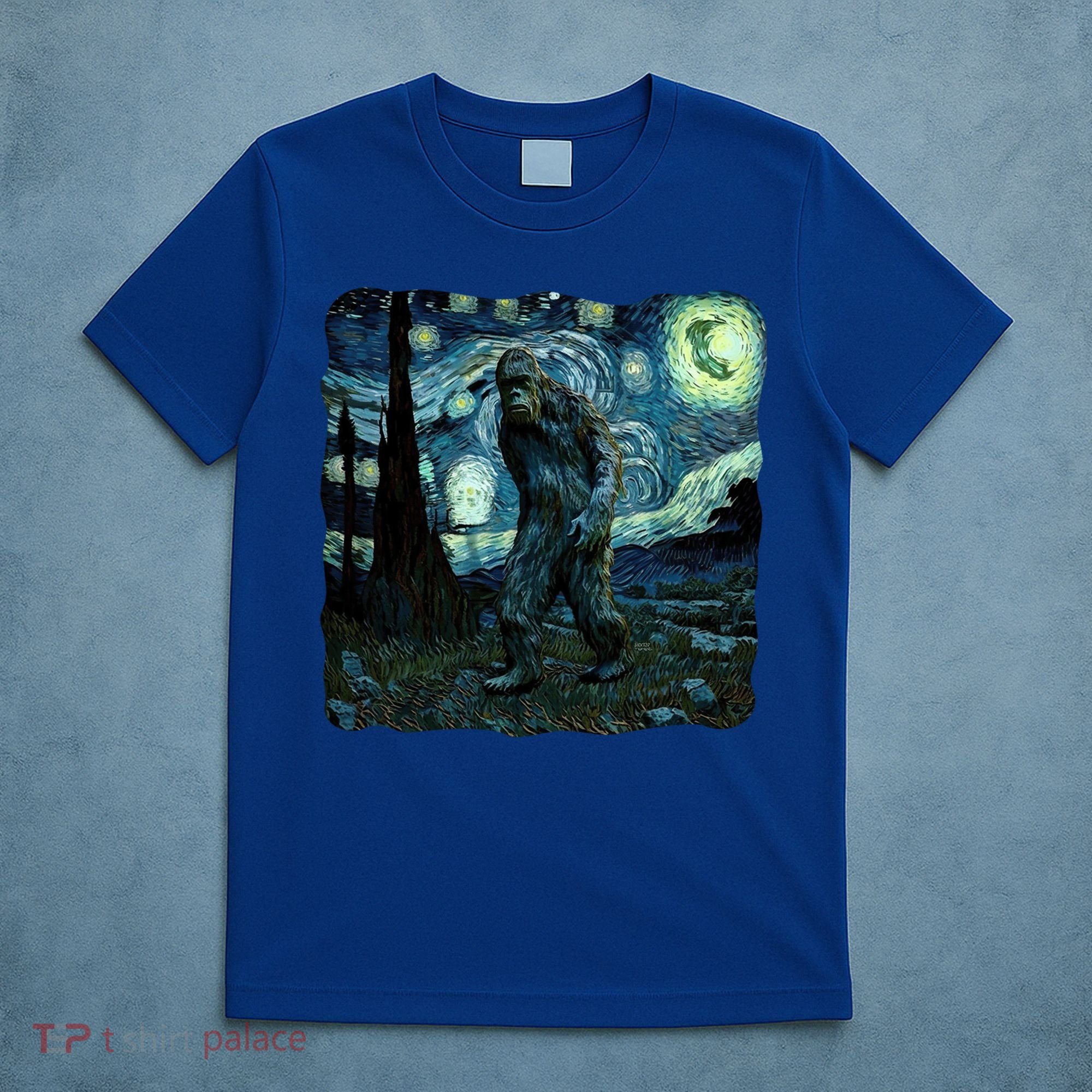 Bigfoot Starry Night Van Gogh Painting Sasquatch Art Gift T-Shirt