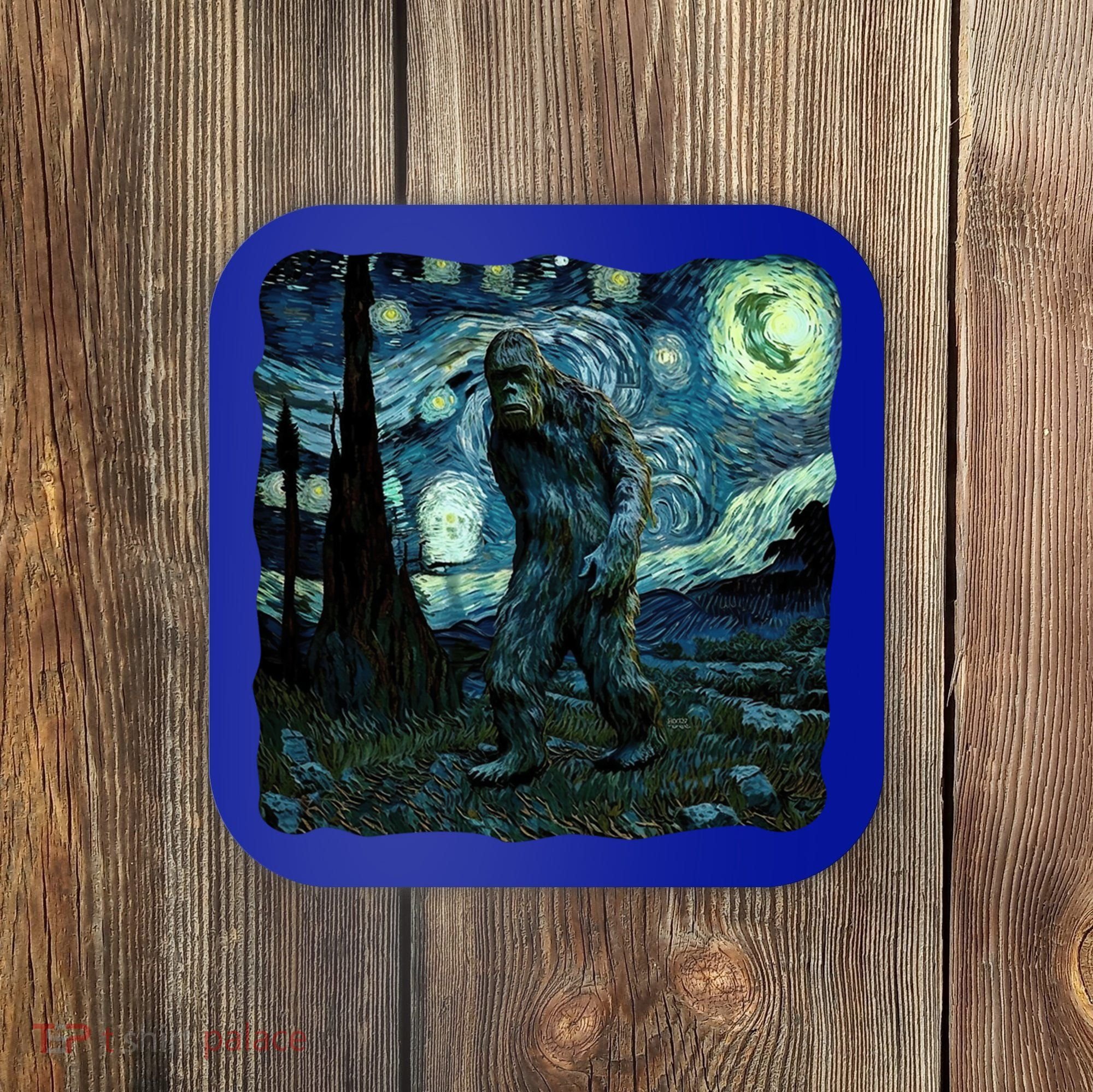 Bigfoot Starry Night Van Gogh Painting Sasquatch Art Gift Coaster