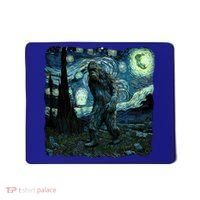 Bigfoot Starry Night Van Gogh Painting Sasquatch Art Gift Mousepad thumb 0