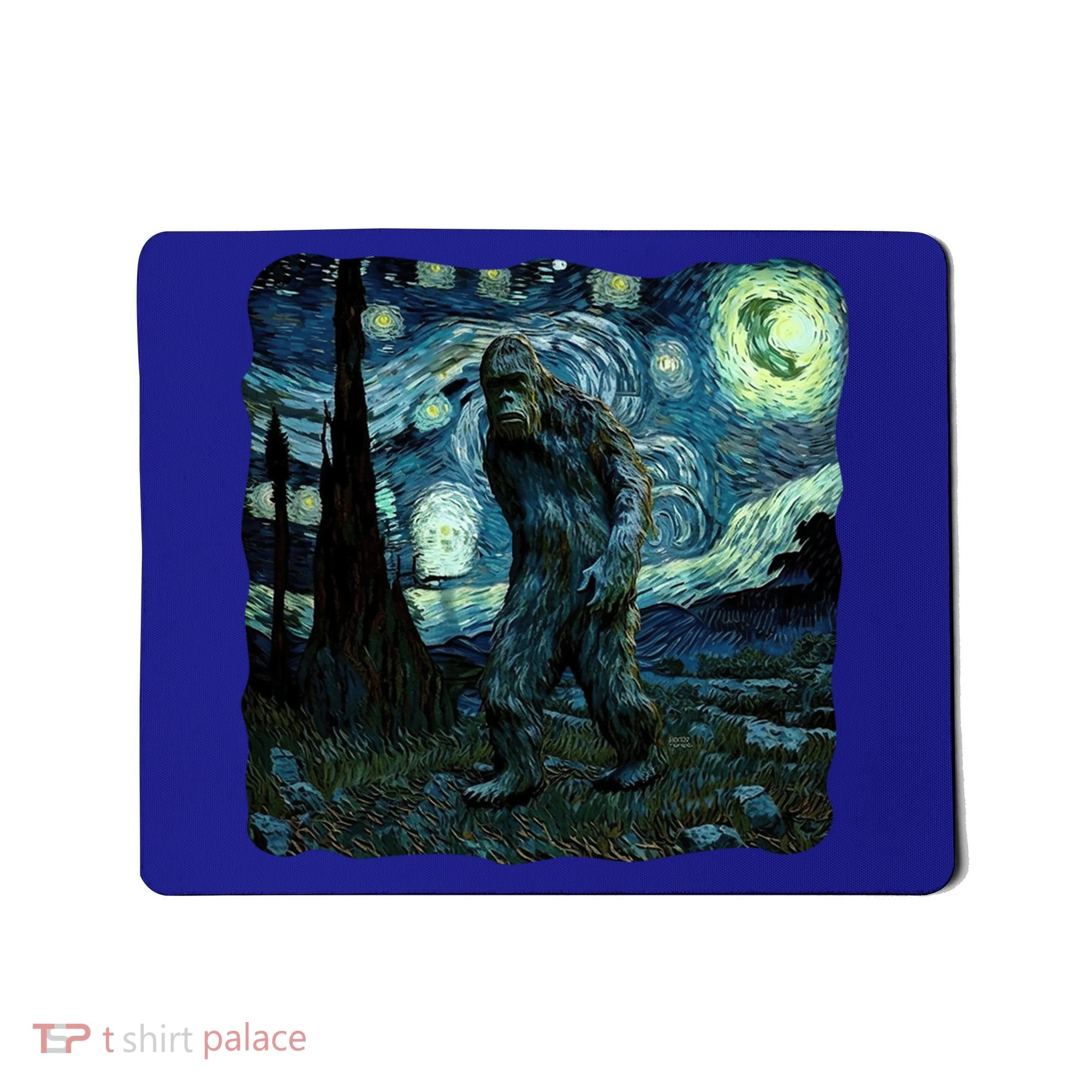 Bigfoot Starry Night Van Gogh Painting Sasquatch Art Gift Mousepad