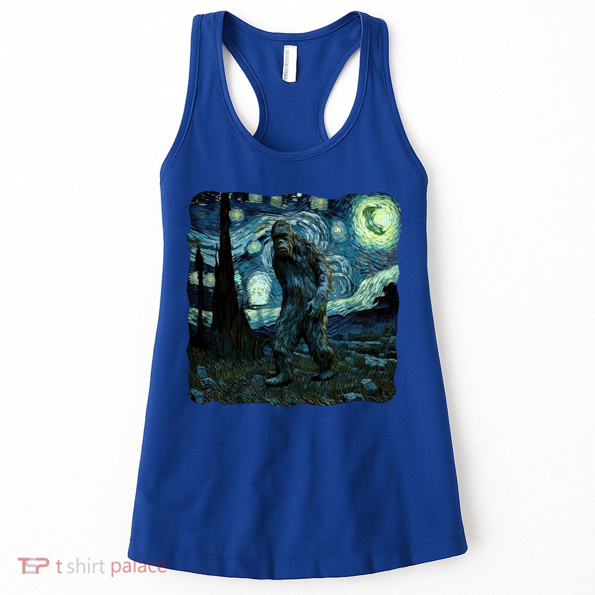 Bigfoot Starry Night Van Gogh Painting Sasquatch Art Gift Women's Tank Top