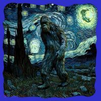 Bigfoot Starry Night Van Gogh Painting Sasquatch Art Gift Women's Tank Top thumb 5