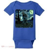 Bigfoot Starry Night Van Gogh Painting Sasquatch Art Gift Baby Bodysuit thumb 0