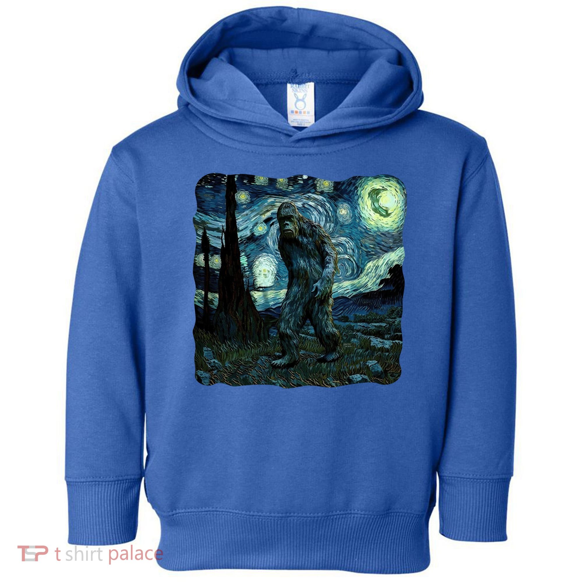 Bigfoot Starry Night Van Gogh Painting Sasquatch Art Gift Toddler Hoodie