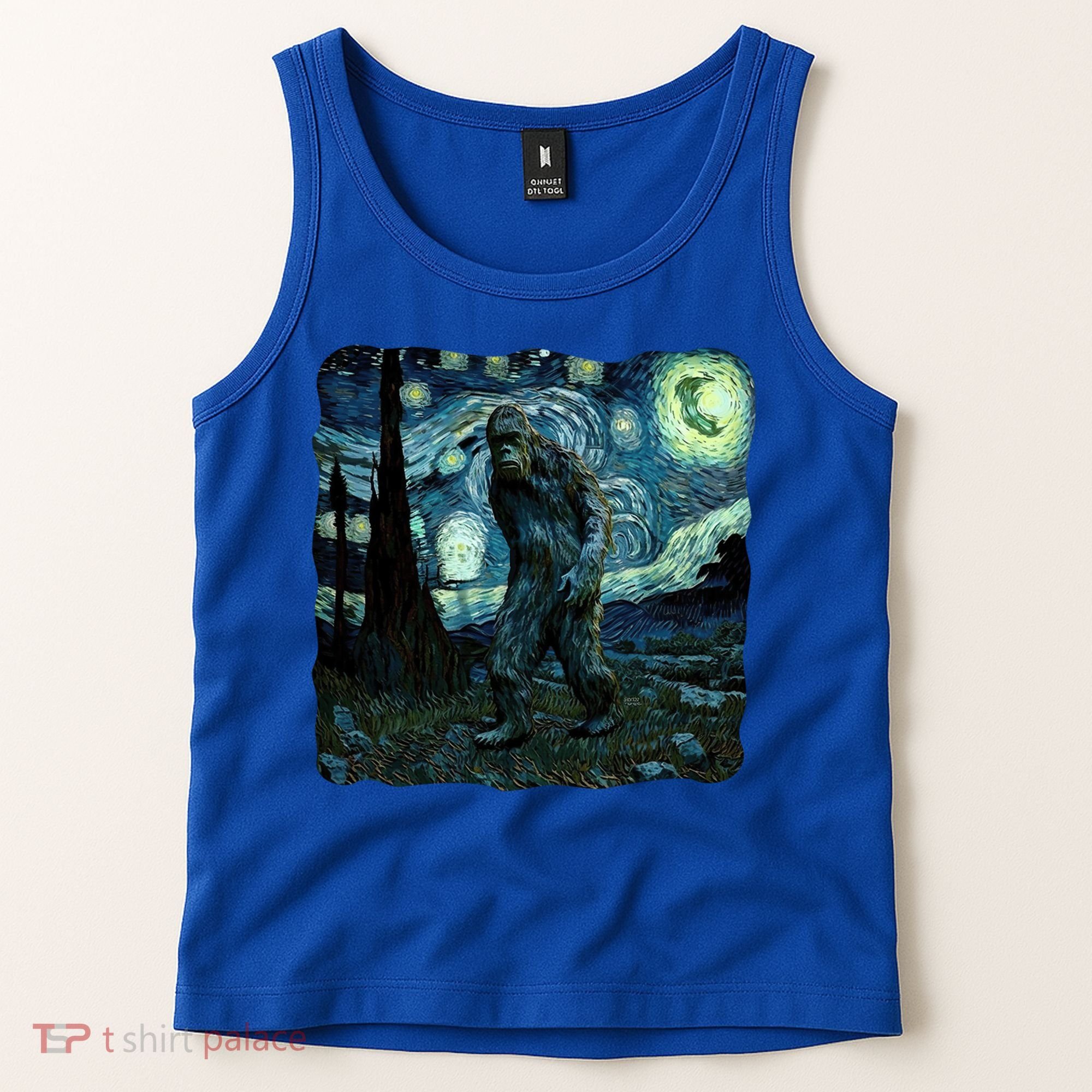 Bigfoot Starry Night Van Gogh Painting Sasquatch Art Gift Tank Top