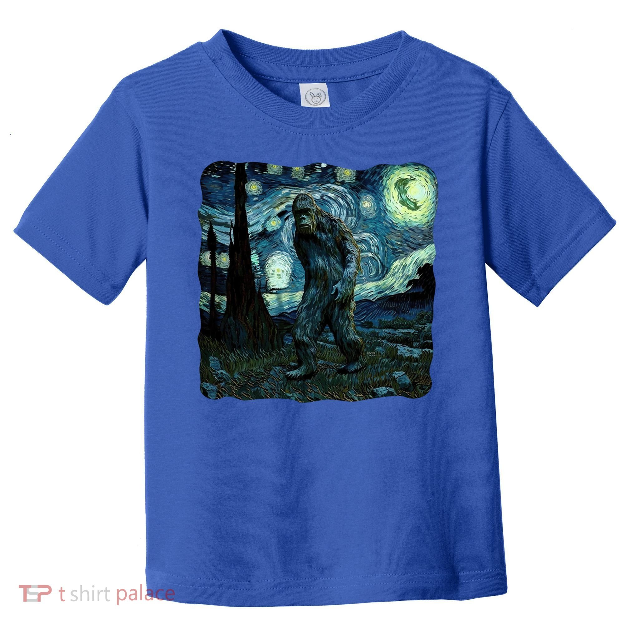 Bigfoot Starry Night Van Gogh Painting Sasquatch Art Gift Toddler T-Shirt
