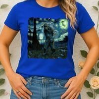 Bigfoot Starry Night Van Gogh Painting Sasquatch Art Gift Women's T-Shirt thumb 2
