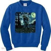 Bigfoot Starry Night Van Gogh Painting Sasquatch Art Gift Kids Sweatshirt thumb 0