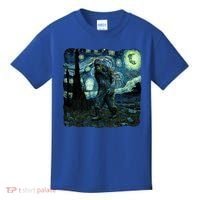Bigfoot Starry Night Van Gogh Painting Sasquatch Art Gift Kids T-Shirt thumb 0