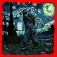 Bigfoot Starry Night Van Gogh Painting Sasquatch Art Gift Santa Hat thumb 1