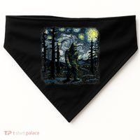 Bigfoot Starry Night Sasquatch Van Gogh Sky Painting Art USA-Made Doggie Bandana thumb 0