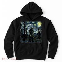 Bigfoot Starry Night Sasquatch Van Gogh Sky Painting Art Hoodie thumb 0