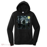 Bigfoot Starry Night Sasquatch Van Gogh Sky Painting Art Women's Hoodie thumb 0