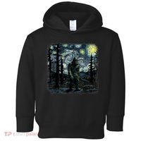 Bigfoot Starry Night Sasquatch Van Gogh Sky Painting Art Toddler Hoodie thumb 0
